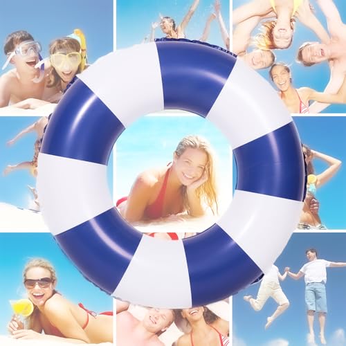2 Pcs Inflatable Pool Floats -Pool Floats Tubes Pool Tubes- Swim Tubes Inflatable 32" Pool Floats and Rings- Pool Swimming Rings for Adults Summer Beach Pool Party Decor - size: 32inch, style: Beach theme-blue