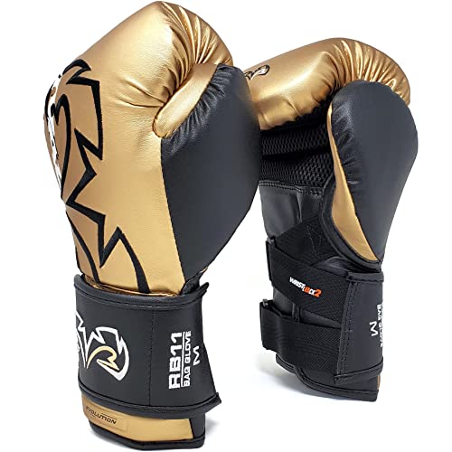 RIVAL Boxing RB11 Evolution Heavy Bag Gloves, with a High-Density, Power-Transmitting Foam and Microfiber Outer - color: Gold, size: Large