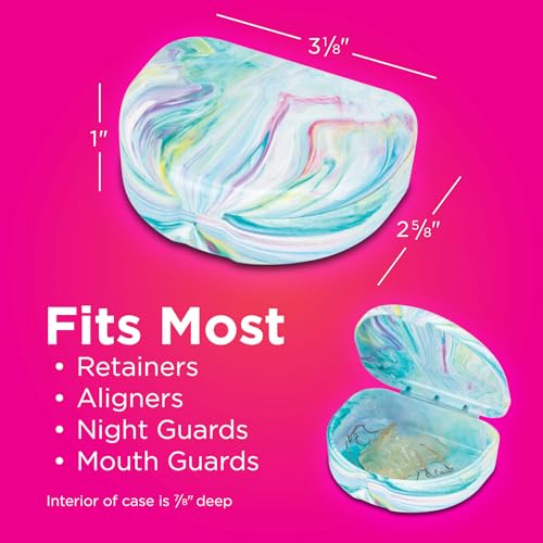 Practicon Vibrant Marble Retainer Cases, Clear Aligner Case, Dental Orthodontic Retainer Boxes, Mouth Guard Holder, 6 Pack - color: Vibrant