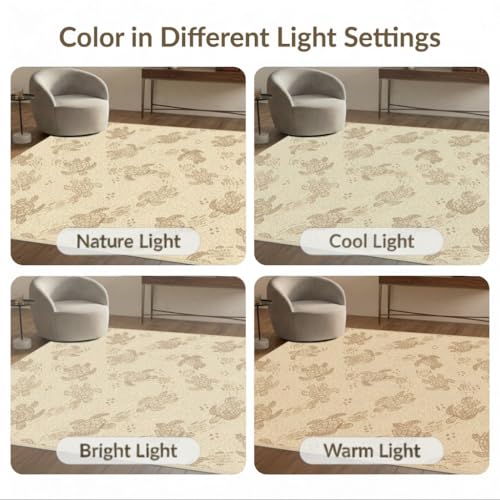 5'x7' Washable Beachy Sea Turtle Area Rug, Beige Non-Shedding Pet Friendly Carpet Easy Care Kids Safe Mat for Small Living Room, Playroom, Bedroom | Ref:1955150 - color: Beige/Pattern 20, size: 5' x 7' (Rectangular)