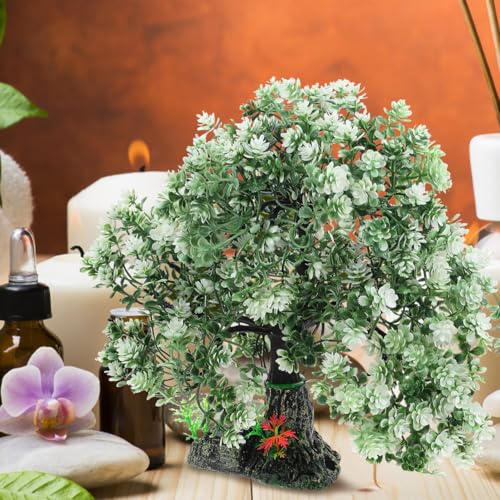 10 Inch Artificial Aquarium Tree Resin Fish Tank Decor Plastic Water Plant for Home Fish Tank Landscape Decoration