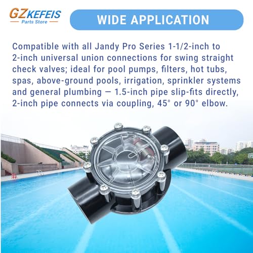 7235 Check Valve Replacement for Jandy 1-1/2-Inch to 2-Inch 180-Degree, Straight Through Flow Compatible with Pool and Spa Systems