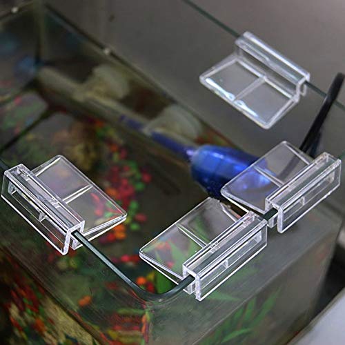 lasenersm 6 Pieces 8mm Acrylic Aquarium Cover Clip Aquarium Fish Tank Glass Cover Clip Support Holder Clear Universal Lid Clips for Rimless Aquariums