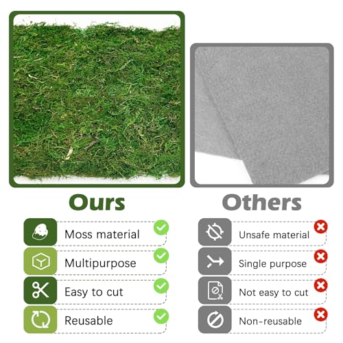 2 PCS Reptile Carpet Cuttable Terrarium Mat Artificial Moss Reptile Liner Green Substrate Flooring Bearded Dragon Tank Accessories for Leopard Gecko Lizard Snake Tortoise (11.81" x 23.62")