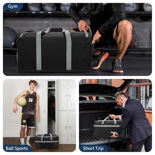 65L Gym Bag for Men, Wet Pocket, Shoe Compartment, 24 inch, Black