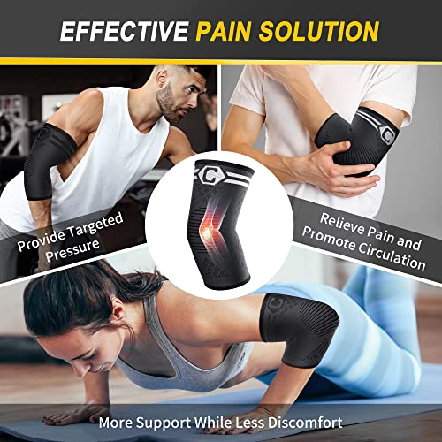 CAMBIVO 2 Pack Elbow Brace Compression Sleeve, Tennis & Golfer's Elbow - color: Grey, size: Small