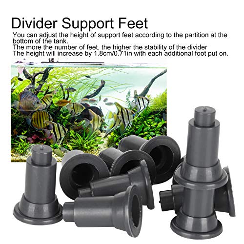 Aquarium Divider Feet Adjustable Height Isolation Board Support for Fish Tank Divider, Made of Safe FoodGrade Plastic, Easy to Use and Clean, Perfect for Diverse Setups (Black) - color: Black