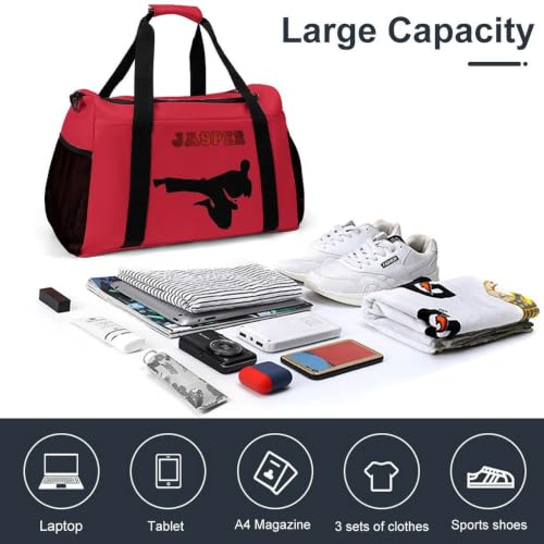 Personalized Taekwondo Karate Duffle Bag for kids Boy Girls,Custom Name Martial Arts Gear Bag,Water-Resistant Sparring Equipment Red - color: Taekwondo Karate-14