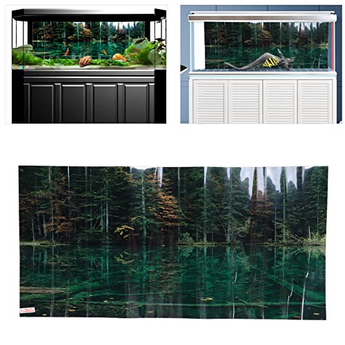3D PVC Self Adhesive Fish Tank Wallpaper Sticker, Lake Reflection Pattern, for Aquarium Fish Tank Decoration, Premium 1 Roll (122 * 50CM)