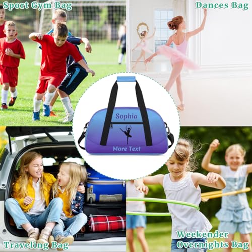 Personalized Dance Bag Girl Sport Duffel Bag, Custom Kids Gym Bag, Purple Ballet Gifts Customize Travel Duffle Bag with Name, Overnight Weekender Bags - color: Color 1, style: Ballet