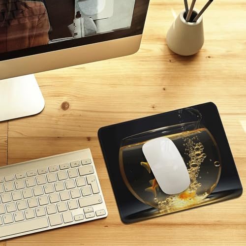 Mousepad Fish in Fish Tank MouseMats with Non-Slip Base MousePads for Man Woman Computer Desktop Protection Mat Desk Mat with Stitched Edges - size: 9.8"x11.8"