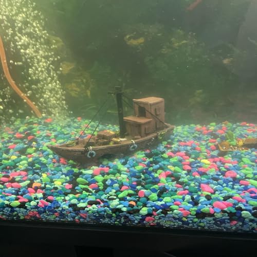 Aquarium Shipwreck Decor Fish Tank Sunken Ship Ornament Pirate Shipwreck Decoration Resin Sunken Boat Betta Fish Sunken Ships Accessories for Freshwater Saltwater Tanks, Dark Brown - style: Sunken ship (A)