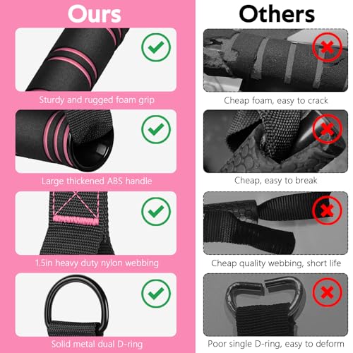 RENRANRING Gym Exercise Handles, Replacement Handle Attachments for Cable Machine Pulleys, Resistance Band and Strength Trainer, Pull Down Workout Accessories, Home Gym Add On Equipment - color: Black, Pink