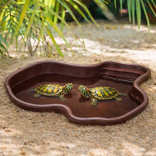 Large Reptile Water Dish with Non-Slip Bottom – Snake Water Bowl,Tortoise Habitat Accessories for Turtle,Gecko,Lizard,Bearded Dragon
