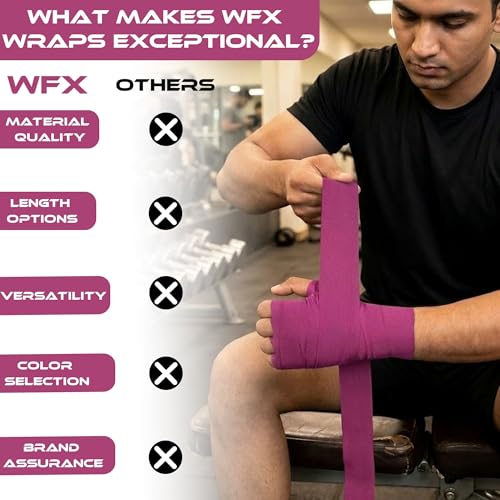 WFX Boxing Hand Wraps 3.5 4.5 Meter Martial Arts Bandages Inner Gloves Wrist Support Straps Punching Under Hand Knuckles Heavy Elasticated Training Bag Mitts Muay Thai - color: Pink, size: 3.5 M
