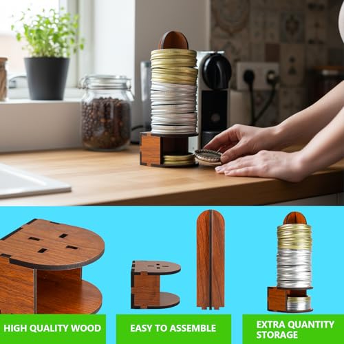 Canning Lid Rack Organizer, 2-Pack Wooden Holder for Regular & Wide Mouth Mason Jar Lids, Space-Saving Kitchen Countertop Storage Accessory