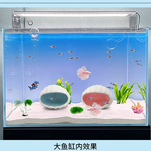 Aquarium Shell Shape Ceramic Cave Decoration, Fish House Conch Thematic Ornament for Betta Fish Passing or Hiding, Betta Tank 5.1inch Fish Tank Decoration (Pink, M)