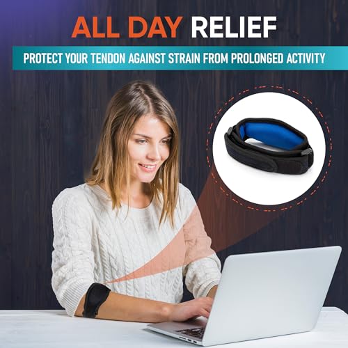 2-Pack Tennis Elbow Brace for Men & Women, Golfer's Elbow Support Strap - color: Black