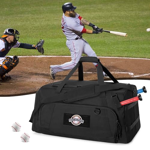 GOBUROS Baseball Duffle Bag with Bat Holder, Catchers Gear Bag for Softball