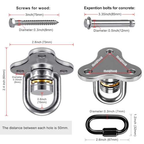 SELEWARE 2 Pack Tire Swing Swivel Hanger with Bearing Heavy Duty Swivel | 360 Degree Rotation Reduces Twisting, Smooth Swinging for Indoor Outdoor Tire and Saucer Swings - color: Bearing Swing Hangers, 2 Pack