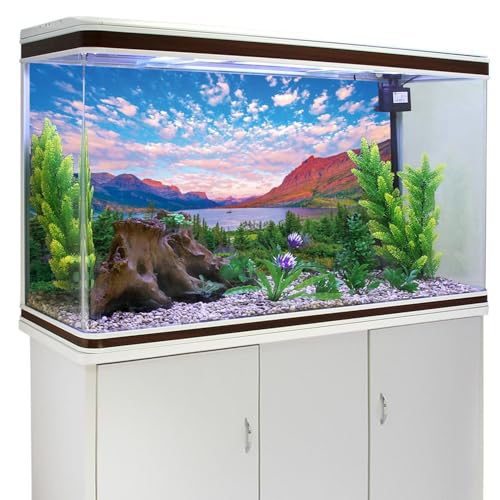 AWERT 72x18 inches Nature Landscape Aquarium Background Lake Forest Sunset Natural Scenery Cloud Sky Mountain Autumn Scenery Fish Tank Background