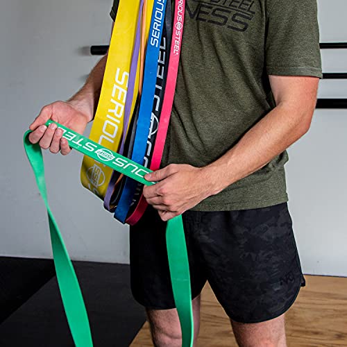 Serious Steel Fitness 32" Resistance Training Bands (Portable Exercise Band System Training Bands- Great for Individuals Under 5'10") - color: #6 Yellow (80-200 lbs.)