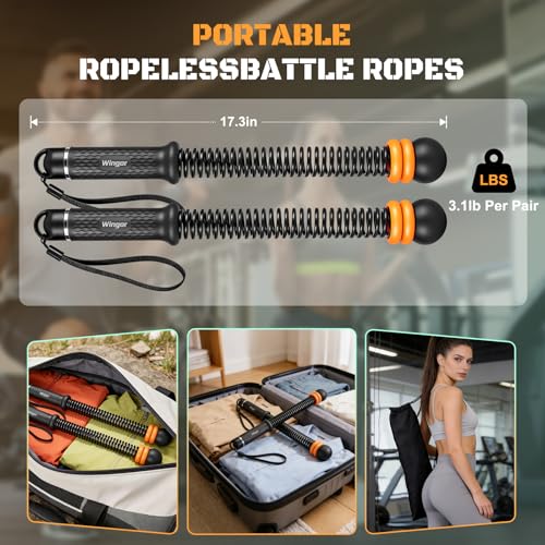 Cordless Battle Ropes, Adjustable Ropeless Battle Ropes for Home Gym