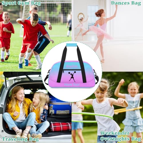 Personalized Cheer Bag Girl Sport Duffel Bag, Custom Kids Gym Bag, Customize Travel Duffle Bag with Name, Overnight Weekender Bags, Pink Cheer, Cheerleading Gifts - color: Color 4, style: Cheer