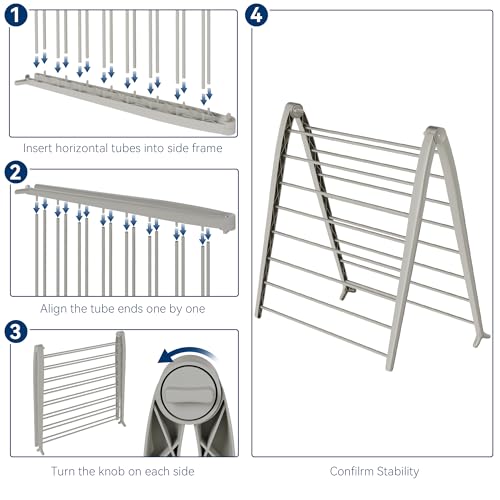 Whitmor Spacemaker Folding Drying Rack, Indoor Clothes Organizer with Patent-Pending Design, Space Saving, 6" L x 26" W x 51.5" H, Beige - color: Beige
