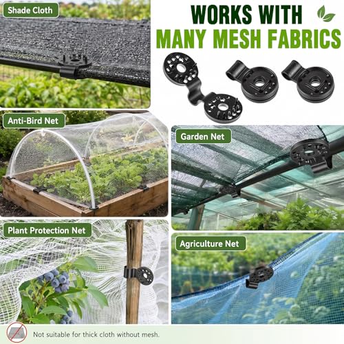 Frienda 30 Pcs Black Round Shade Cloth Plastic Clips Reusable Heavy Duty Sunshade Fabric Net Clips Attachment and Placement for Sun Shade Net Anti Bird Garden Waterproof Netting Accessories - color: Black
