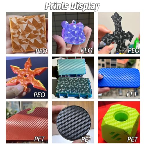 PEO PET Build plate for AD5X/5M/5M pro/Ender 3/3 Pro/Ender 3 S1/Ender 3 V2 Neo/Ender 3 Neo, Diamond PEO+Carbon Fiber PET Spring Steel Sheet 235 x 235 mm for Flashforge 3D Printer Platform