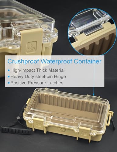 Waterproof Box Dry Box Watertight Storage Box for Boat Waterproof Containers Hard Protective Case Phone Case for Kayaking, Boating & Fishing Floating Kayak Tackle Boxes 10" L x 5" W x 2.5" H