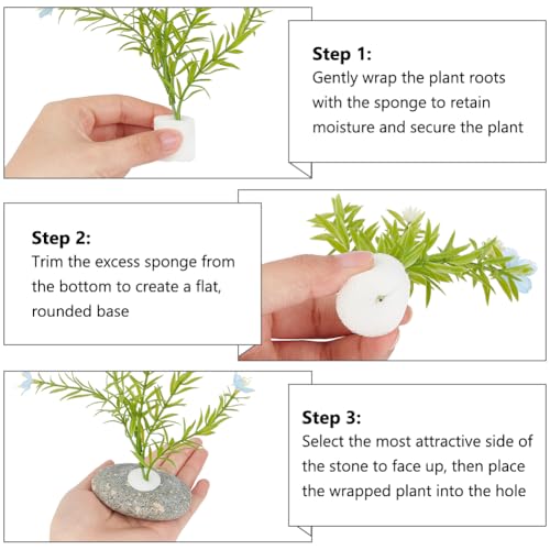10-Pack River Stone Plant Weights, Natural Aquarium Stone Anchors with 0.89inch Thru Hole, Palm Sized Flat Base, No Float Up for Carpet Plants Shrimp Tank