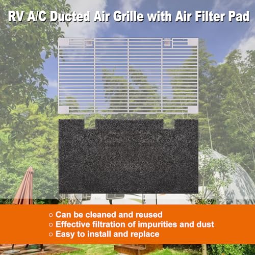 RV A/C Ducted Air Grille for Dometic, Duo-Therm RV Air Conditioner Grille, RV Air Conditioner Cover with RV AC Filter Replacement for Dometic 3104928.019 Polar White 14.1" x 7.7"