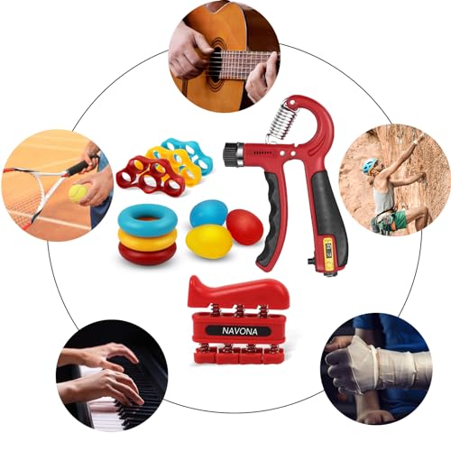 13 PCS Grip Strength Trainer Kit,Forearm and Hand Gripper Strengthener - color: Red
