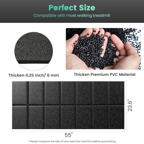 Walking Pad Mat for Carpet, 1/4" Thick Foldable Treadmill Mat for Hardwood Floors, 55"x23.6" High Density Under Walking Pad for Bike, Elliptical, Indoor Use, Floor Protection, Noise Shock Absorption