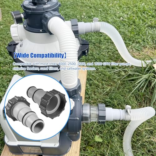 2 Packs Pool Hose Adapter Connector Converts 1.5 to 1.25 Inch Hoses-Replacement Parts Fits Filter Pumps and Saltwater Systems for Above Ground Swimming Pools