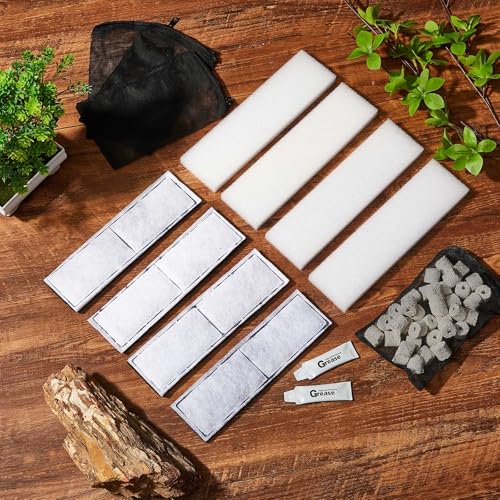 15 Pcs Underwater Filter Media Compatible with Fluval U4, Including 4 Biological Foam Mat, 4 Poly/Carbon, 500g Bio-Ring, 4 Mesh Bags, 2 Grease, Maintenance & Replacement Filter Media Kit - size: Compatible with Fluval U4