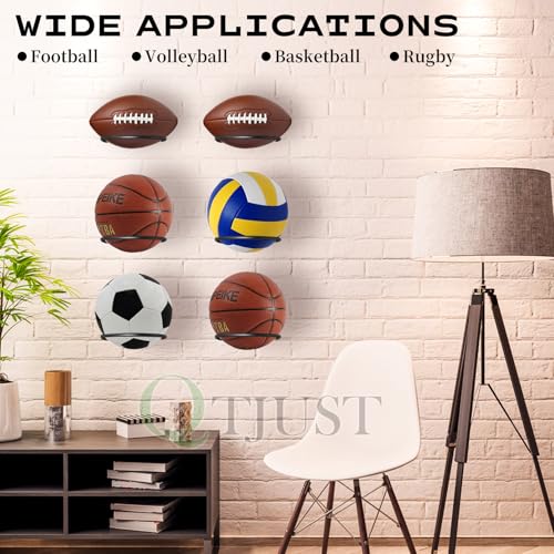 6in Metal Ball Holder Wall Mount for Basketball Football Display - size: 2 Pack/6in