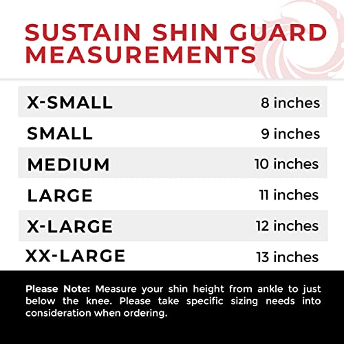 Sustain Shin Guard, Elastic Cloth Shin & Instep Padded Guards for Muay Thai Training, Sparring, MMA, Protective Kickboxing (Pair) - size: X-Large