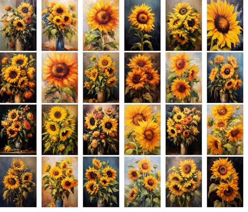 Large Stickers Pack 24 pcs ~ Solar Flare: The Sunflower Series - A Stickers Collection Celebrating The Warmth and Radiance of Sunflowers - color: Fiftyfour