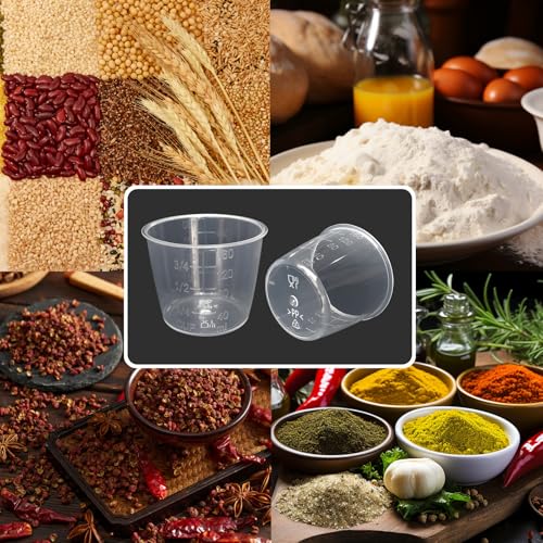4 Pcs Plastic Transparent Rice Measuring Cups, 160ml 3/4 Cup Rice Cooker Cup Small Laundry Measuring Cup for Cooking,Dog Cat Food Measuring