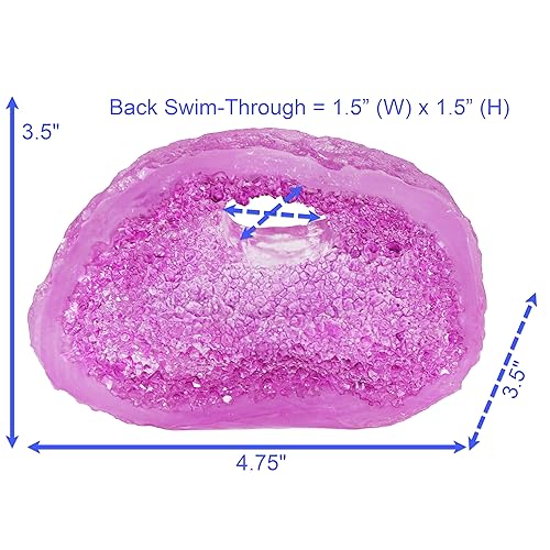 Penn-Plax Deco-Replicas Crystal Cave Aquarium Decor - Crystal Ornament with Hiding Space - Ideal for Territorial Fish - Durable Resin for Fresh & Saltwater Tanks - Amethyst Purple, 3.9 x 2.8 x 4.2 in