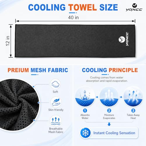 YQXCC 4 Pack Cooling Towels, 40"x12", Ice Cool Towels for Neck & Face | Soft Breathable Microfiber, Instant Cooling Neck Wraps for Yoga, Golf, Gym, Running, Hiking, Camping & Hot Weather Activities - color: 4 Dark Gray