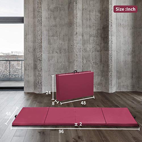 Meet Perfect Folding Gymnastics Mat - color: Burgundy