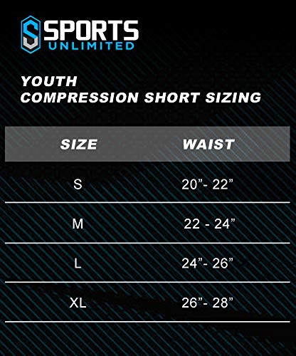 Sports Unlimited Youth Baseball Athletic Compression Shorts Athletic Supporter with Flex Cup - size: Medium