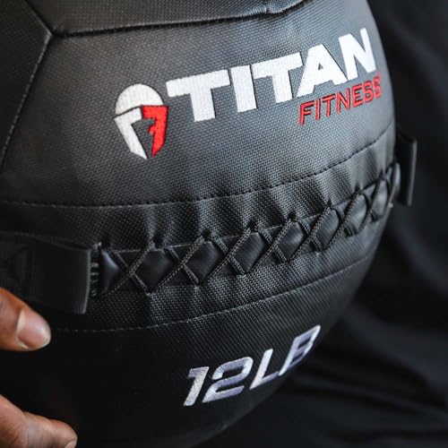 Titan Fitness Soft Shell Medicine Wall Ball, Cross-Texture Grip - size: 18 lb