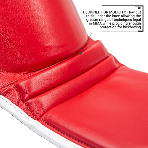 Revgear Superlite Light Weight Leather Shin Guards | for Martial Arts/MMA - color: Red, size: Small