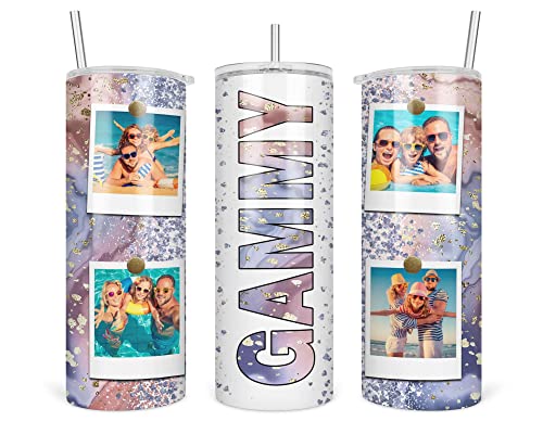 Gammy Tumbler With Pictures Personalized Skinny Tumbler - Gift For Gammy - Photo Tumbler Gift For Mother Grandmother - Gammy Gifts From Kids Grandkids - Mothers Day Gift - Custom Gammy Travel Mug