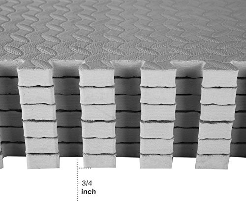 BalanceFrom Puzzle Exercise Mat 3/4" Thick, EVA Interlocking Foam Floor - color: Grey, style: 3/4" Thick, 24 Square Feet
